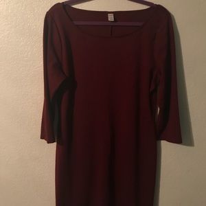 Maroon 3/4 sleeve work dress
